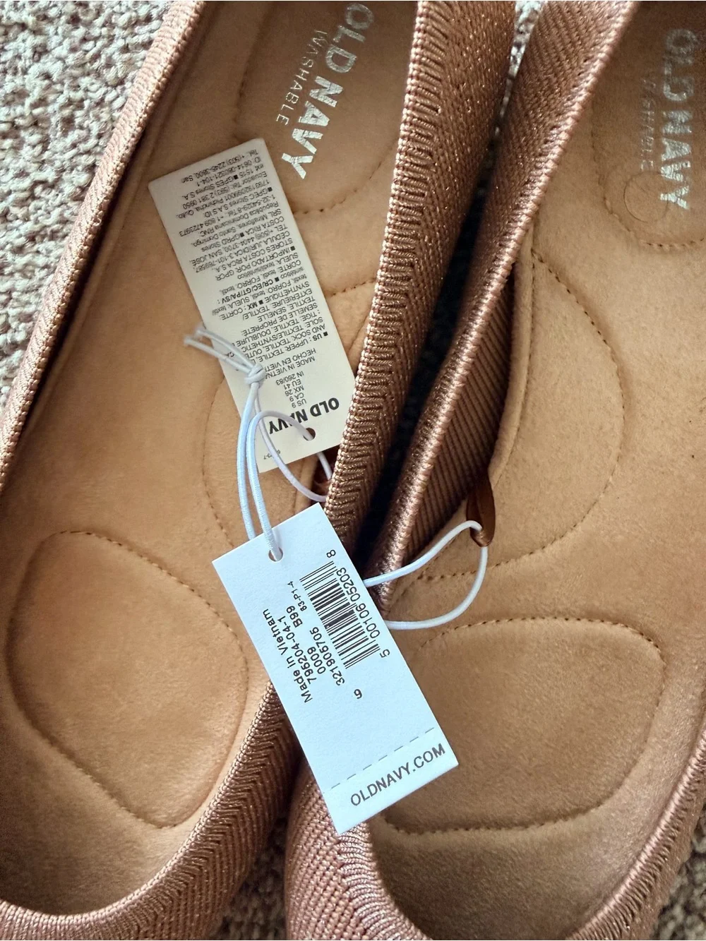 Old Navy Women’s Pointed Toe Soft Knit Ballet Flats in Cocoa Fawn Size 9